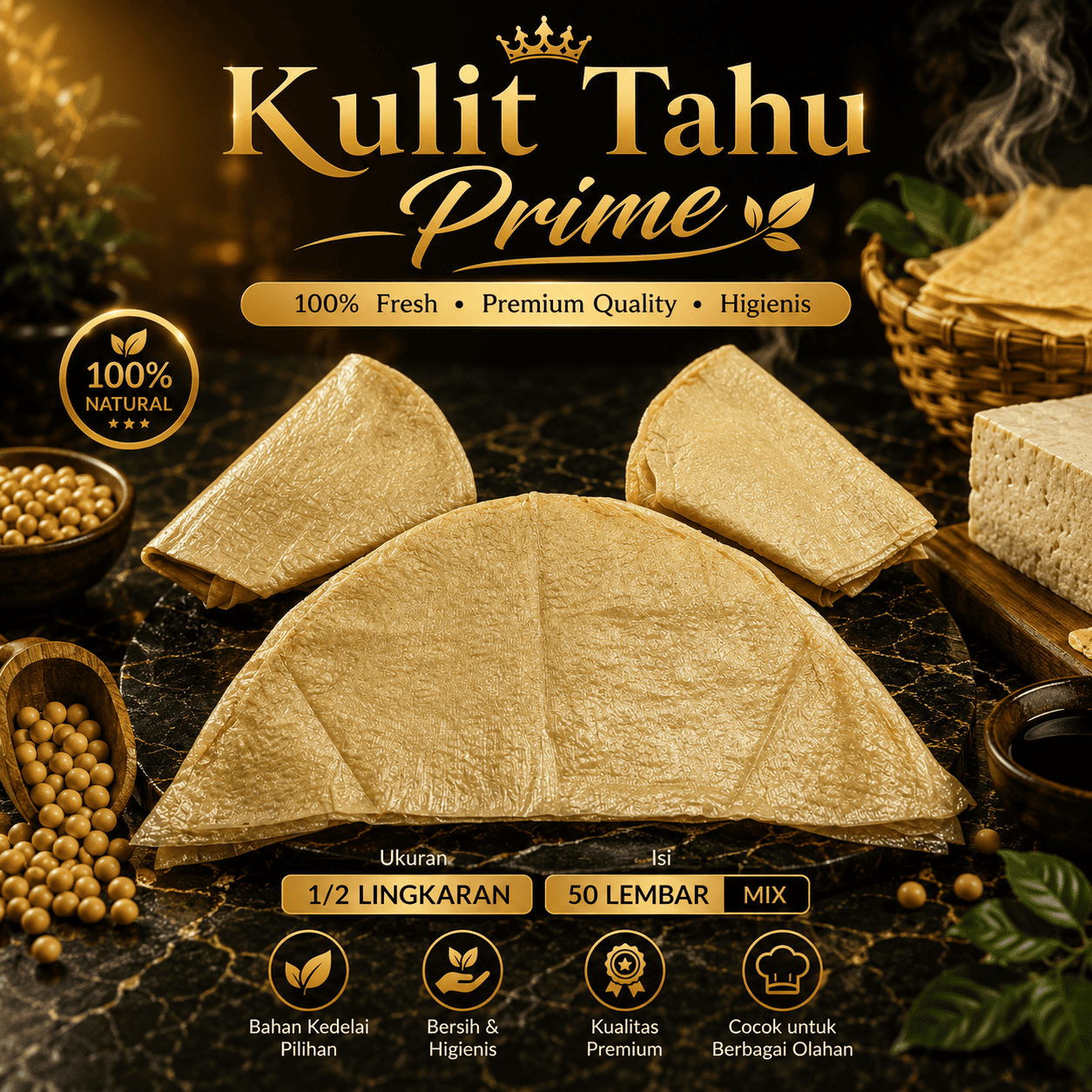 Kulit Tahu 1/2 Lingkaran Mix 50