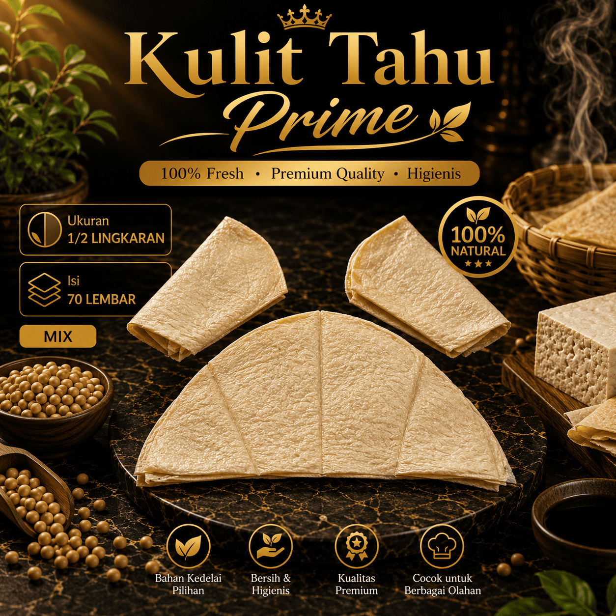 Kulit Tahu 1/2 Lingkaran Mix 70
